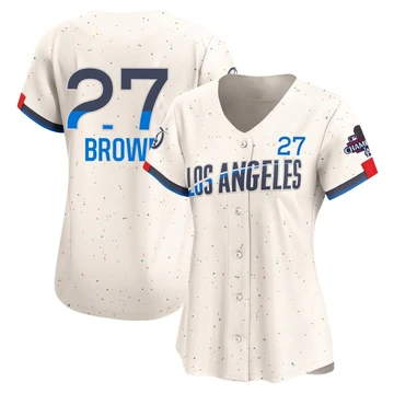 Women's Los Angeles Dodgers Kevin Brown ＃27 Cream Limited 2024 City Connect World Series Champions Jersey