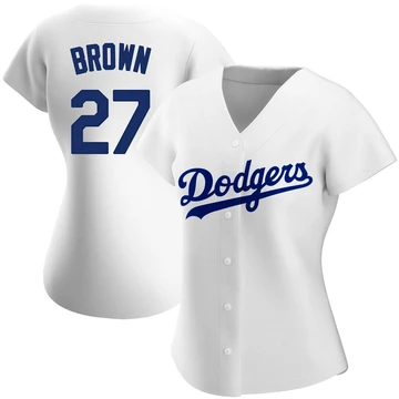 Women's Los Angeles Dodgers Kevin Brown ＃27 White Replica Home Jersey