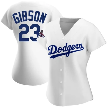 Women's Los Angeles Dodgers Kirk Gibson ＃23 White Authentic Home 2024 World Series Champions Jersey