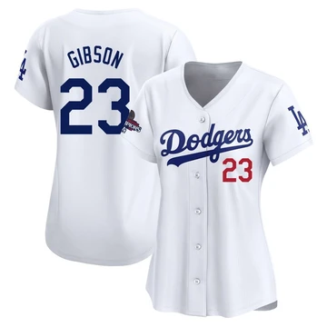 Women's Los Angeles Dodgers Kirk Gibson ＃23 White Limited Home 2024 World Series Champions Jersey