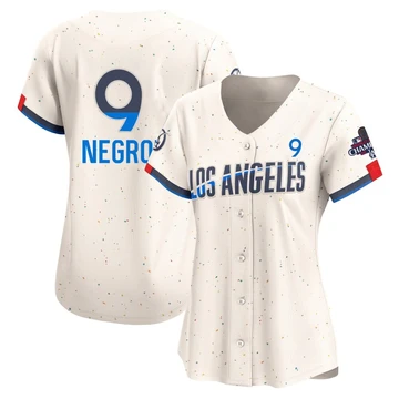 Women's Los Angeles Dodgers Kristopher Negron ＃9 Cream Limited 2024 City Connect World Series Champions Jersey