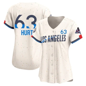 Women's Los Angeles Dodgers Kyle Hurt ＃63 Cream Limited 2024 City Connect World Series Champions Jersey