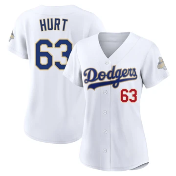 Women's Los Angeles Dodgers Kyle Hurt ＃63 Gold Limited White 2026 Collection Stadium Jersey