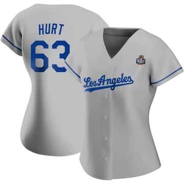 Women's Los Angeles Dodgers Kyle Hurt ＃63 Gray Authentic Road 2024 World Series Jersey