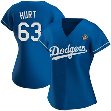 Women's Los Angeles Dodgers Kyle Hurt ＃63 Royal Replica Alternate 2024 World Series Jersey