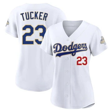 Women's Los Angeles Dodgers Kyle Tucker ＃23 Gold Limited White 2026 Collection Stadium Jersey