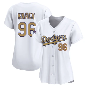 Women's Los Angeles Dodgers Landon Knack ＃96 Gold Limited White 2025 Collection Jersey