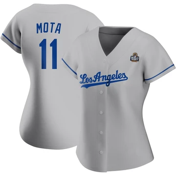 Women's Los Angeles Dodgers Manny Mota ＃11 Gray Authentic Road 2024 World Series Jersey