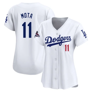 Women's Los Angeles Dodgers Manny Mota ＃11 White Limited Home 2024 World Series Champions Jersey