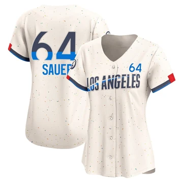 Women's Los Angeles Dodgers Matt Sauer ＃64 Cream Limited 2024 City Connect Jersey