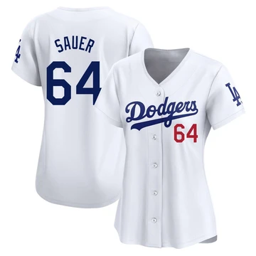 Women's Los Angeles Dodgers Matt Sauer ＃64 White Limited Home Jersey
