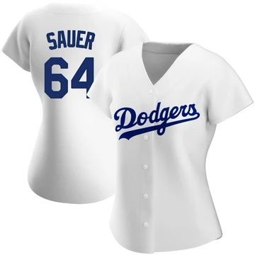 Women's Los Angeles Dodgers Matt Sauer ＃64 White Replica Home Jersey