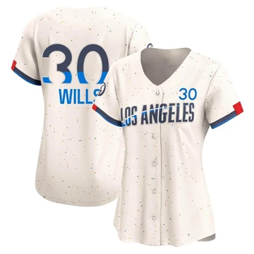 Women's Los Angeles Dodgers Maury Wills ＃30 Cream Limited 2024 City Connect Jersey