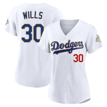 Women's Los Angeles Dodgers Maury Wills ＃30 Gold Limited White 2026 Collection Stadium Jersey