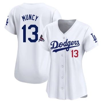 Women's Los Angeles Dodgers Max Muncy ＃13 White Limited Home 2024 World Series Champions Jersey