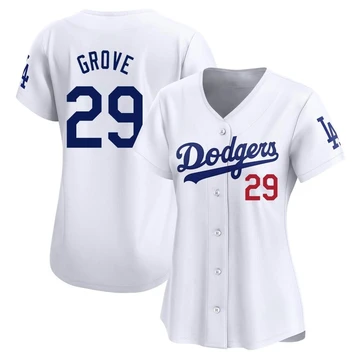 Women's Los Angeles Dodgers Michael Grove ＃29 White Limited Home Jersey