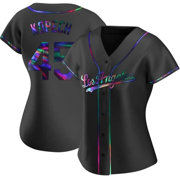 Women's Los Angeles Dodgers Michael Kopech ＃45 Black Replica Holographic Alternate Jersey