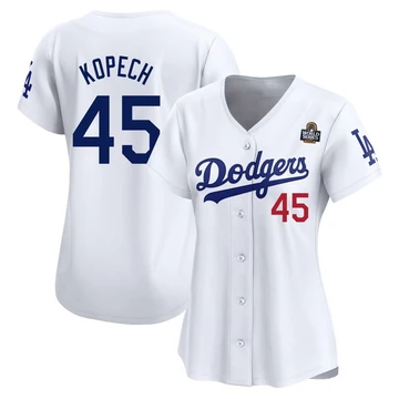Women's Los Angeles Dodgers Michael Kopech ＃45 White Limited Home 2024 World Series Jersey