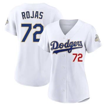 Women's Los Angeles Dodgers Miguel Rojas ＃72 Gold Limited White 2026 Collection Stadium Jersey