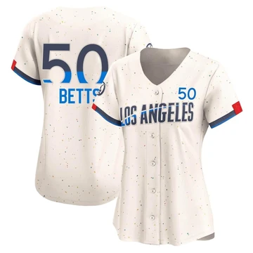 Women's Los Angeles Dodgers Mookie Betts ＃50 Cream Limited 2024 City Connect Jersey