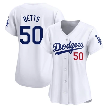 Women's Los Angeles Dodgers Mookie Betts ＃50 White Limited Home Jersey