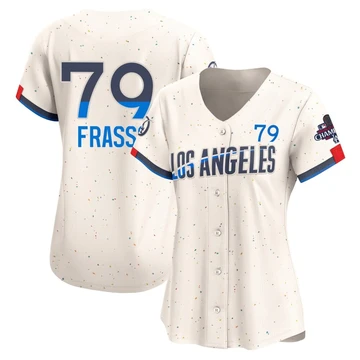 Women's Los Angeles Dodgers Nick Frasso ＃79 Cream Limited 2024 City Connect World Series Champions Jersey
