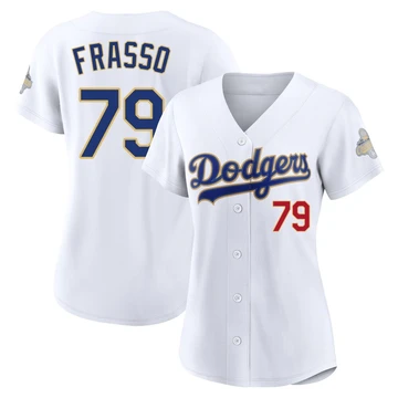 Women's Los Angeles Dodgers Nick Frasso ＃79 Gold Limited White 2026 Collection Stadium Jersey