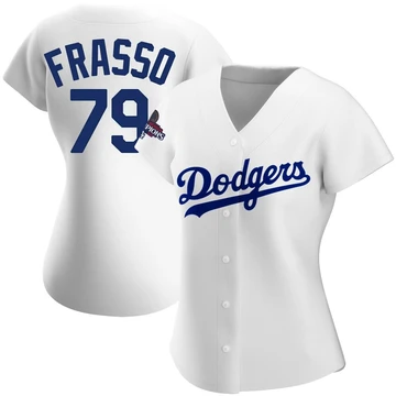 Women's Los Angeles Dodgers Nick Frasso ＃79 White Authentic Home 2024 World Series Champions Jersey