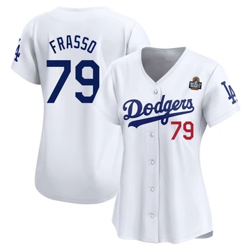 Women's Los Angeles Dodgers Nick Frasso ＃79 White Limited Home 2024 World Series Jersey