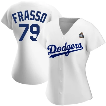 Women's Los Angeles Dodgers Nick Frasso ＃79 White Replica Home 2024 World Series Jersey