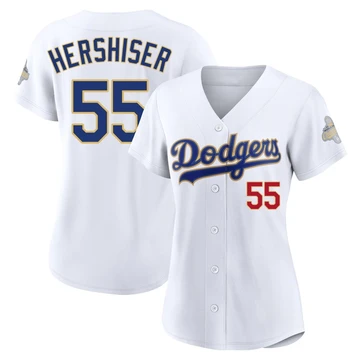 Women's Los Angeles Dodgers Orel Hershiser ＃55 Gold Limited White 2026 Collection Stadium Jersey