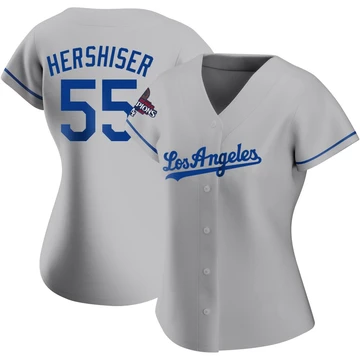 Women's Los Angeles Dodgers Orel Hershiser ＃55 Gray Replica Road 2024 World Series Champions Jersey