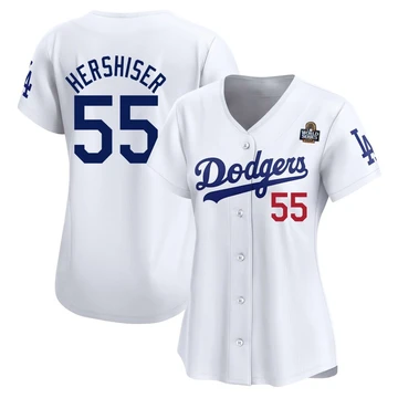 Women's Los Angeles Dodgers Orel Hershiser ＃55 White Limited Home 2024 World Series Jersey