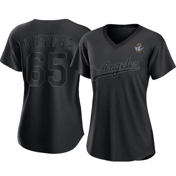 Women's Los Angeles Dodgers Paul Gervase ＃65 Black Authentic Pitch Fashion 2024 World Series Jersey