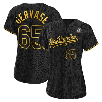Women's Los Angeles Dodgers Paul Gervase ＃65 Black Authentic Snake Skin City 2024 World Series Jersey