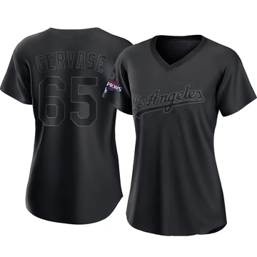 Women's Los Angeles Dodgers Paul Gervase ＃65 Black Replica Pitch Fashion 2024 World Series Champions Jersey