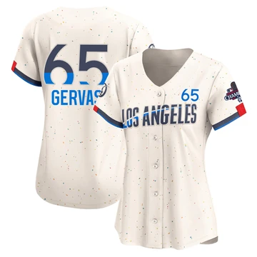 Women's Los Angeles Dodgers Paul Gervase ＃65 Cream Limited 2024 City Connect World Series Champions Jersey
