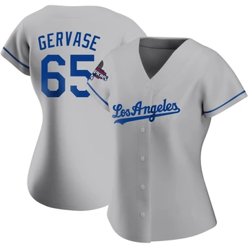 Women's Los Angeles Dodgers Paul Gervase ＃65 Gray Authentic Road 2024 World Series Champions Jersey
