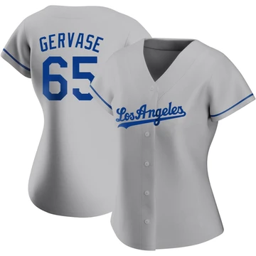 Women's Los Angeles Dodgers Paul Gervase ＃65 Gray Authentic Road Jersey