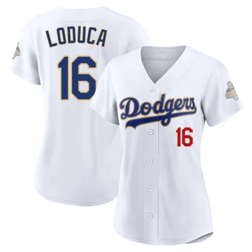 Women's Los Angeles Dodgers Paul Loduca ＃16 Gold Limited White 2026 Collection Stadium Jersey