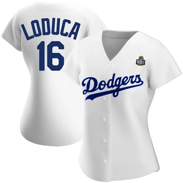 Women's Los Angeles Dodgers Paul Loduca ＃16 White Authentic Home 2024 World Series Jersey