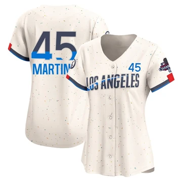 Women's Los Angeles Dodgers Pedro Martinez ＃45 Cream Limited 2024 City Connect World Series Champions Jersey