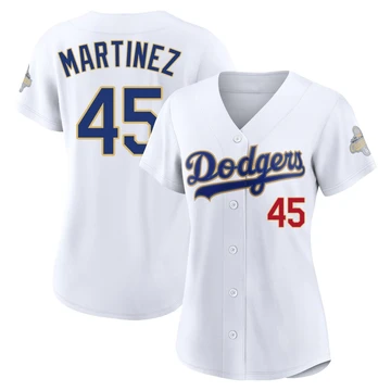 Women's Los Angeles Dodgers Pedro Martinez ＃45 Gold Limited White 2026 Collection Stadium Jersey