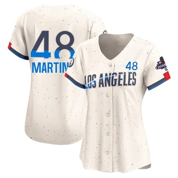 Women's Los Angeles Dodgers Ramon Martinez ＃48 Cream Limited 2024 City Connect World Series Champions Jersey