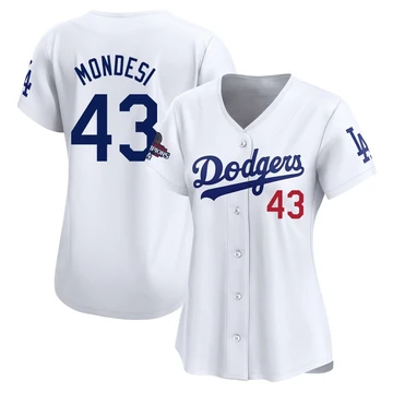 Women's Los Angeles Dodgers Raul Mondesi ＃43 White Limited Home 2024 World Series Champions Jersey