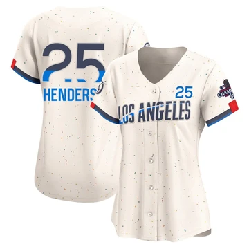 Women's Los Angeles Dodgers Rickey Henderson ＃25 Cream Limited 2024 City Connect World Series Champions Jersey