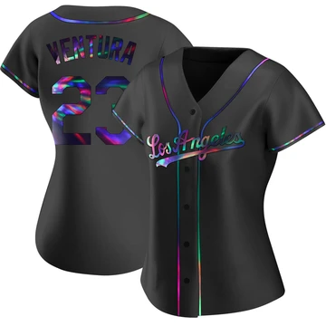 Women's Los Angeles Dodgers Robin Ventura ＃23 Black Replica Holographic Alternate Jersey