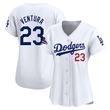 Women's Los Angeles Dodgers Robin Ventura ＃23 White Limited Home 2024 World Series Champions Jersey
