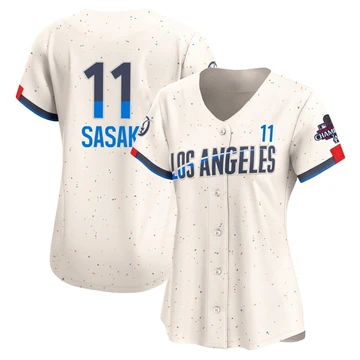 Women's Los Angeles Dodgers Roki Sasaki ＃11 Cream Limited 2024 City Connect World Series Champions Jersey