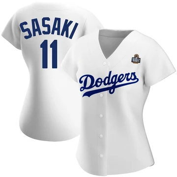 Women's Los Angeles Dodgers Roki Sasaki ＃11 White Authentic Home 2024 World Series Jersey
